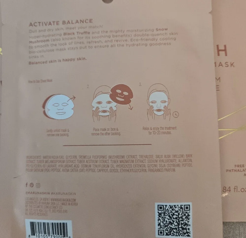 Karuna Quench Bio‑Cellulose Mask Bundle (3 Pack) – Snow Mushroom + Black Truffle